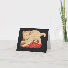 Tarjeta de nota para gato de Needlepoint Kitty