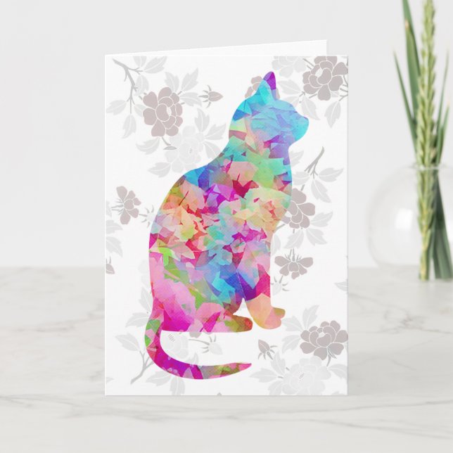 Tarjeta de nota para gato estilo acuarela (Anverso)