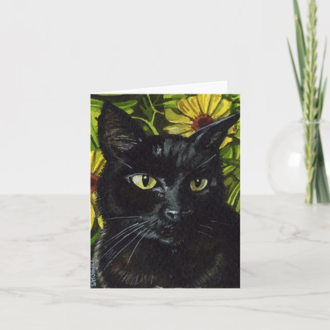 Tarjeta de nota para gato negro (Anverso)