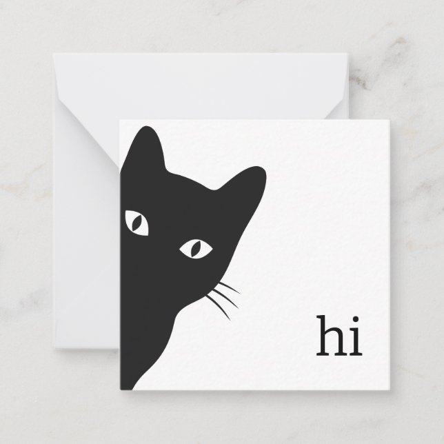 Tarjeta de nota para gato negro (interior en blanc (Anverso)
