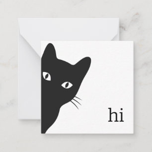 Tarjeta de nota para gato negro (interior en blanc