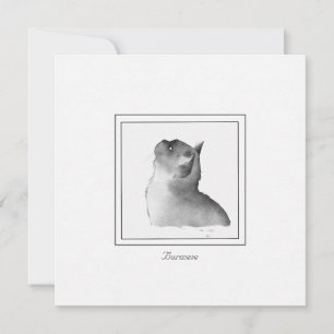 Tarjeta de nota para gato negro y blanco birmano