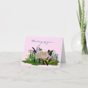 Tarjeta de nota para gato siamesa
