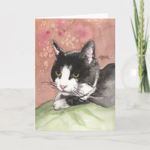 Tarjeta de nota para gato Tuxedo Negro Gato Blanco