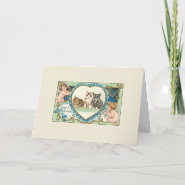 Tarjeta de nota para gato y cherub de Victoria (Anverso)