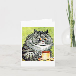 Tarjeta de nota para gatos de té de Louis Wain