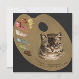Tarjeta de nota para gatos Feliz Navidad/Felices F