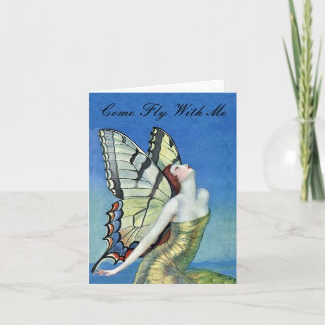 Tarjeta de nota para hadas de mariposa dorada (Anverso)