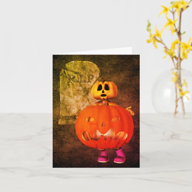 Tarjeta de nota para Halloween Tombstone Tombstone (flor amarilla)