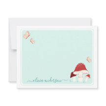 Tarjeta de nota para hongos y mariposas mágicas