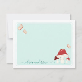 Tarjeta de nota para hongos y mariposas mágicas