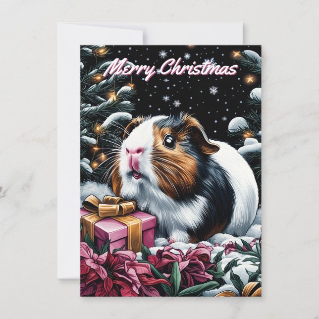 Tarjeta de nota para Navidades de cerdo de Guinea (Anverso)