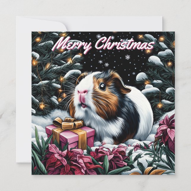 Tarjeta de nota para Navidades de cerdo de Guinea (Anverso)