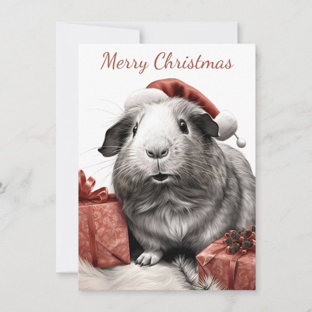 Tarjeta de nota para Navidades de cerdo de Santa G (Anverso)