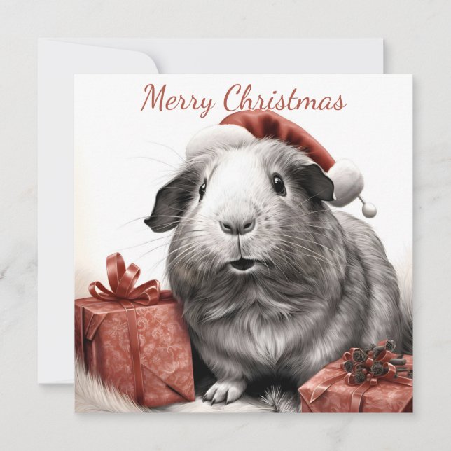 Tarjeta de nota para Navidades de cerdo de Santa G (Anverso)