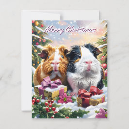 Tarjeta de Nota para Navidades de Cerdos de Guinea