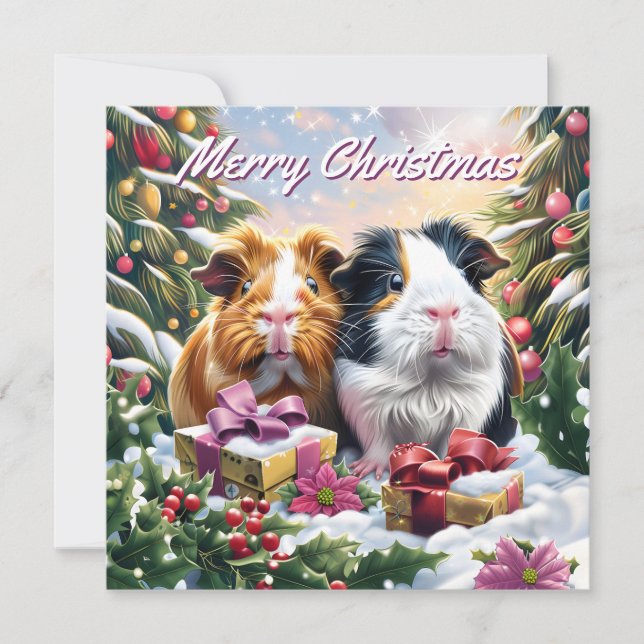 Tarjeta de Nota para Navidades de Cerdos de Guinea (Anverso)