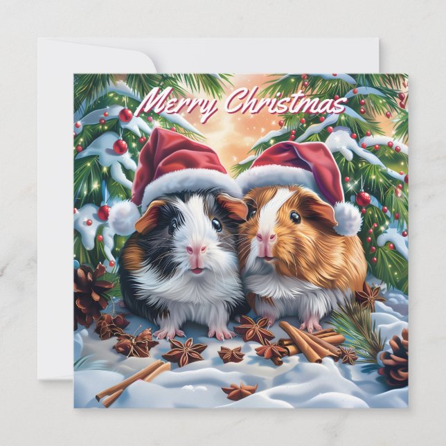 Tarjeta de nota para Navidades de cerdos de Santa  (Anverso)