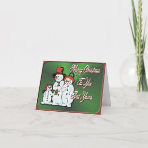 Tarjeta de Nota para Navidades de Familia Snowman