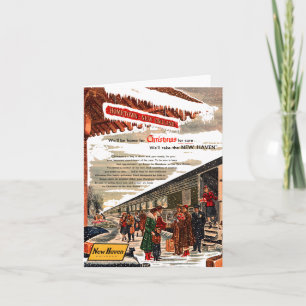 Tarjeta de nota para Navidades de New Haven Railro