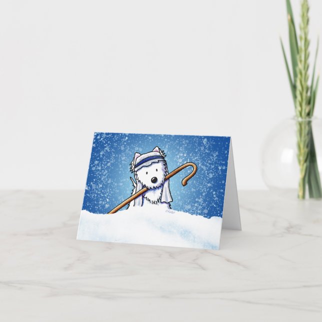 Tarjeta de nota para Navidades de Shepherd Westie (Anverso)