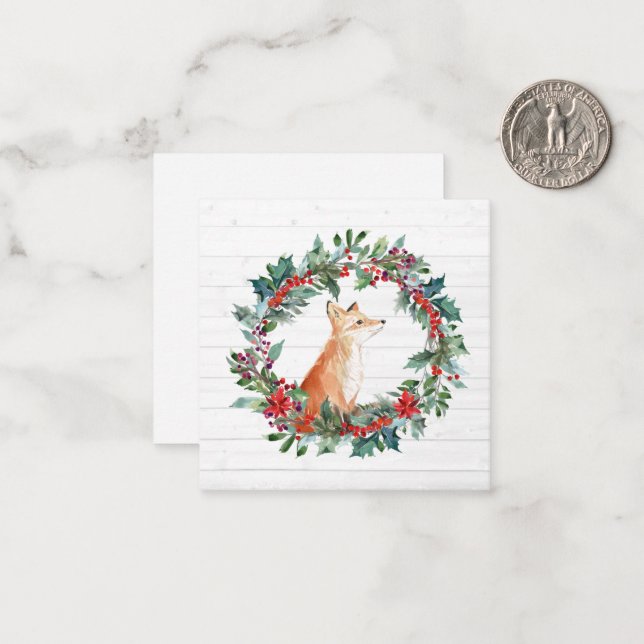 Tarjeta de Nota para Navidades de Woodland Fox (Anverso/Reverso In Situ)