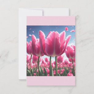 Tarjeta de nota para tulipanes rosa