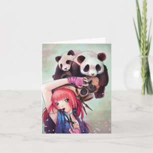 Tarjeta de nota Peach Ninja Pandas