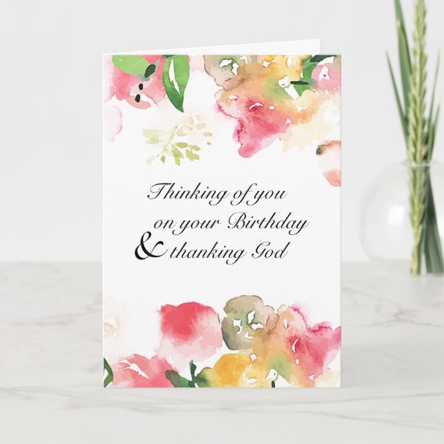 Tarjeta de nota "Pensar en ti en tu cumpleaños" (Anverso)