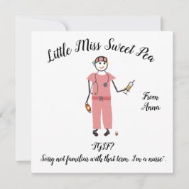 Tarjeta de nota Pequeña Miss Dulce Pea - Enfermera
