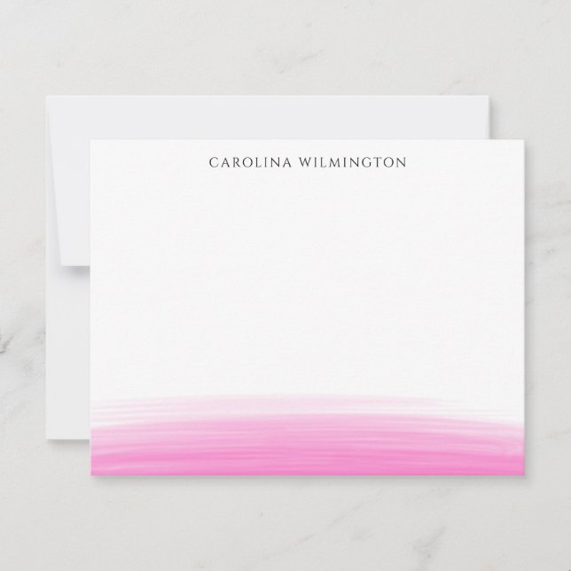 Tarjeta de nota personal Preppy Pink Watercolor (Anverso)