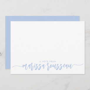 Tarjeta de nota personalizada Blue Modern Script N