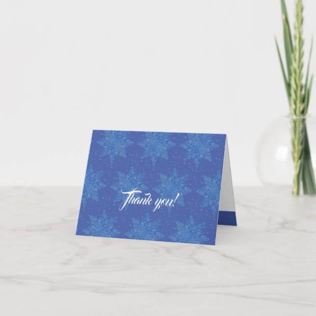 Tarjeta de nota personalizada Blue Snowflake de in (Anverso)