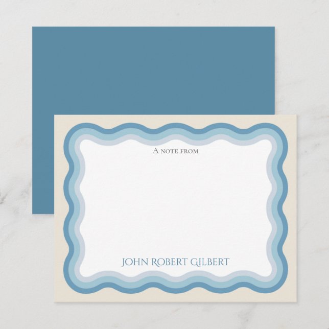 Tarjeta de nota personalizada Boys Blue Stationery (Anverso / Reverso)