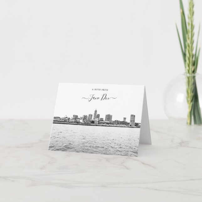 Tarjeta de nota personalizada Cleveland Skyline (Anverso)