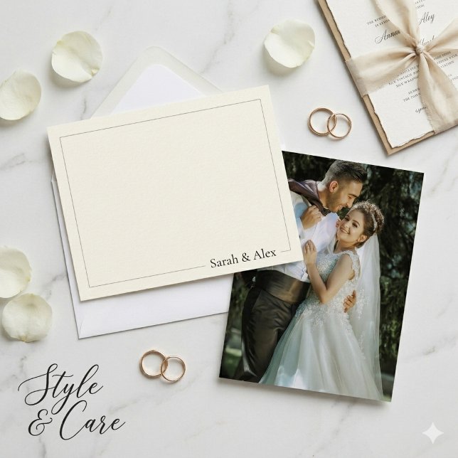 Tarjeta de nota personalizada con foto de pareja r (Romantic Couple Photo Personalized Note Card)
