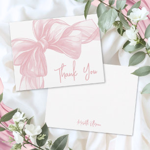 Tarjeta de nota personalizada con lazo rosa pálido
