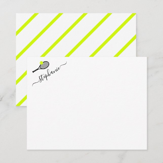 Tarjeta de nota personalizada con raya de tenis el (Anverso / Reverso)