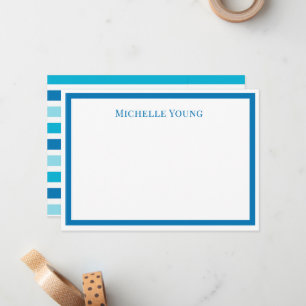 Tarjeta de nota personalizada con rayas azules mod
