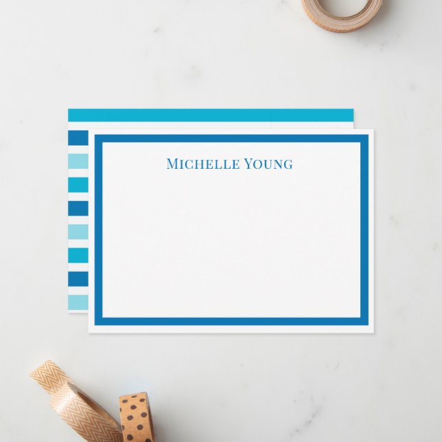 Tarjeta de nota personalizada con rayas azules mod (Anverso/Reverso In Situ)