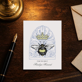 Tarjeta de nota personalizada Crown Bee (Azul)