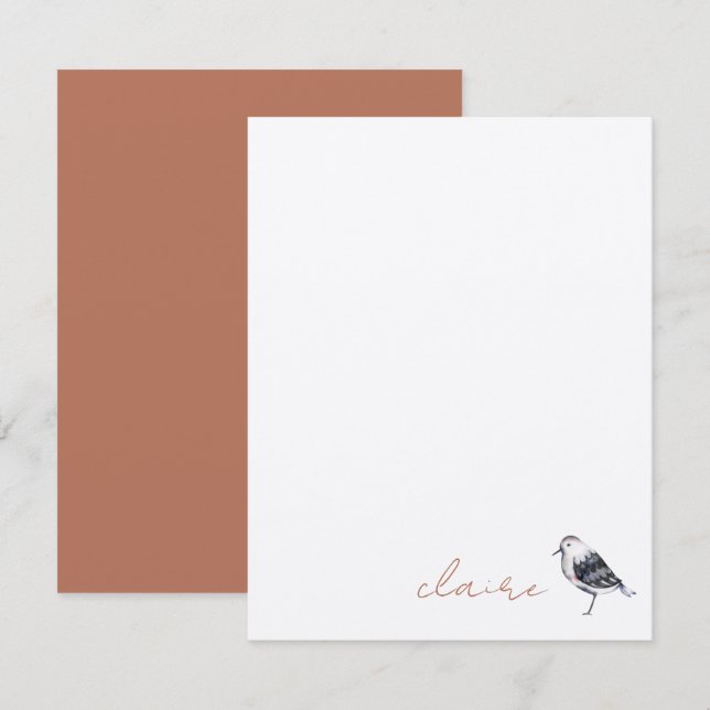 Tarjeta de nota personalizada Cute Bird (Anverso / Reverso)