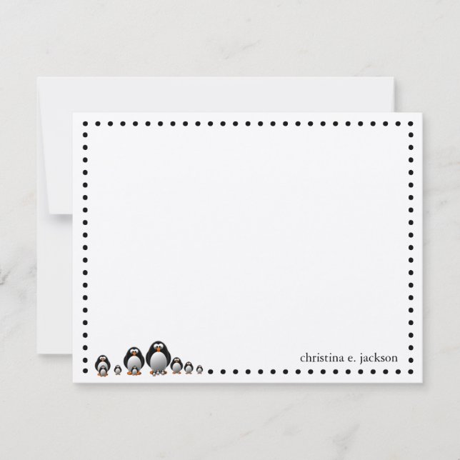 Tarjeta de nota personalizada Cute Pingüinos (Anverso)