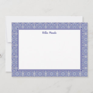 Tarjeta de nota personalizada de borde azul y blan