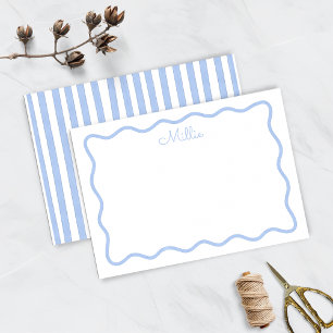 Tarjeta de nota personalizada de borde ondulado az
