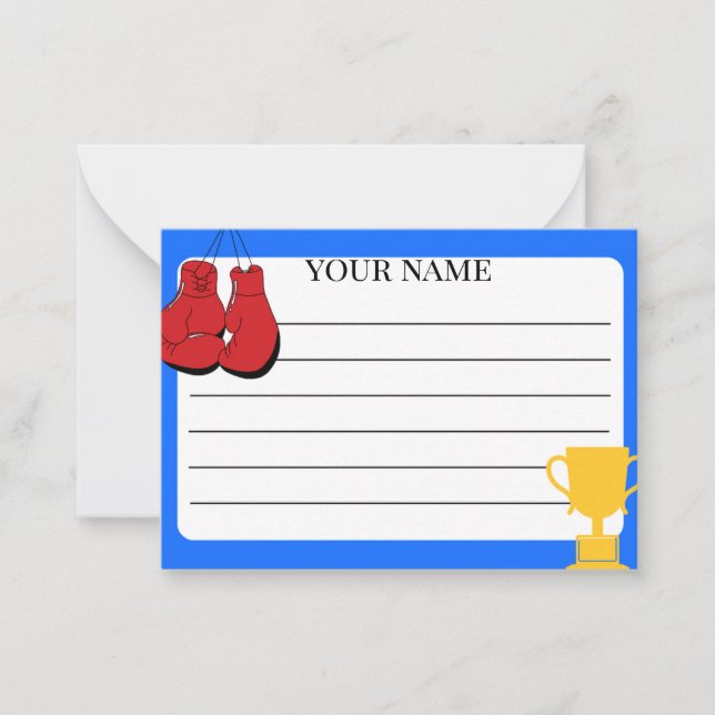 Tarjeta de nota personalizada de boxeo campeón (Anverso)