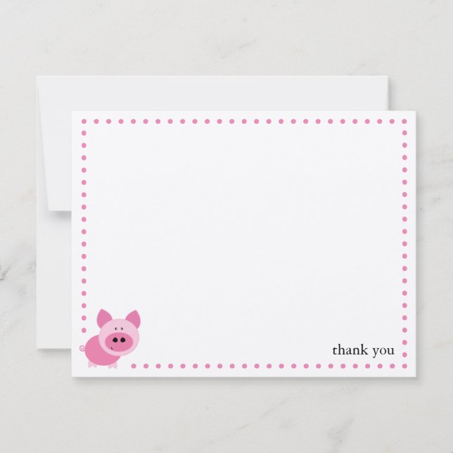 Tarjeta de nota personalizada de cerdo rosado (Anverso)