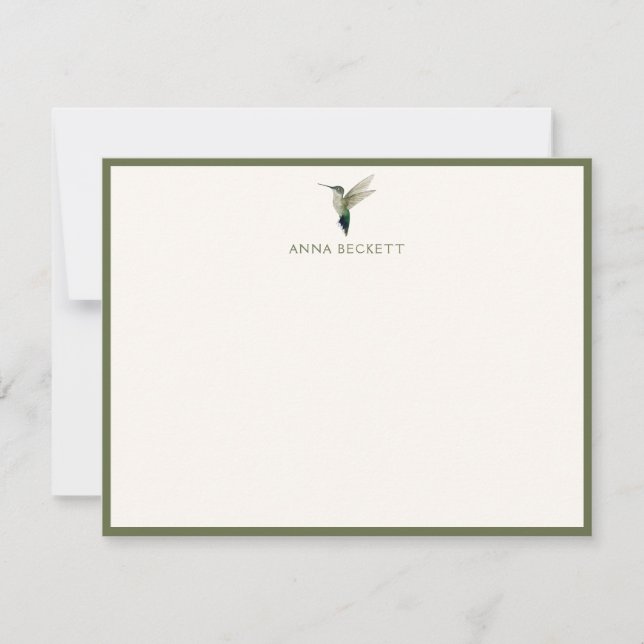 Tarjeta de nota personalizada de colibrí (Anverso)