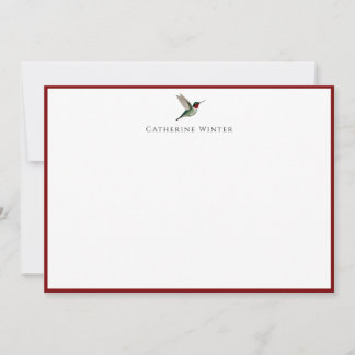 Tarjeta de nota personalizada de colibrí