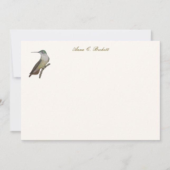 Tarjeta de nota personalizada de Colibrí Calliope  (Anverso)